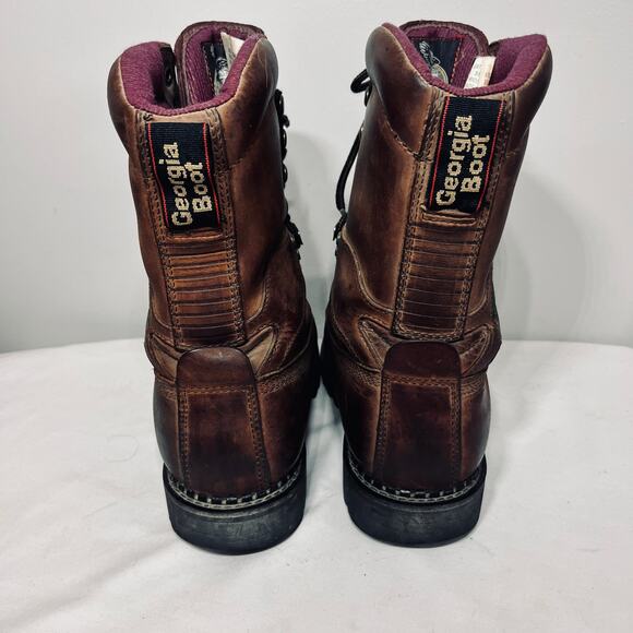 Georgia Boot Brown Leather Mid Calf Steel Toe Lace Up Gore Tex Workwear 6.5M - Picture 6 of 10